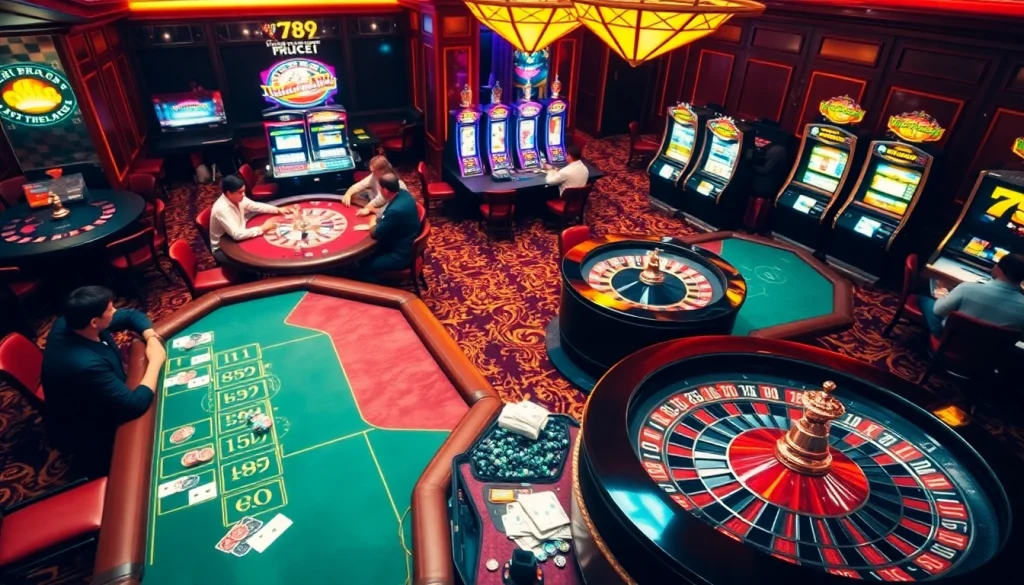 Experience the thrill of gambling at 789BET with vibrant poker tables and dazzling roulette wheels.