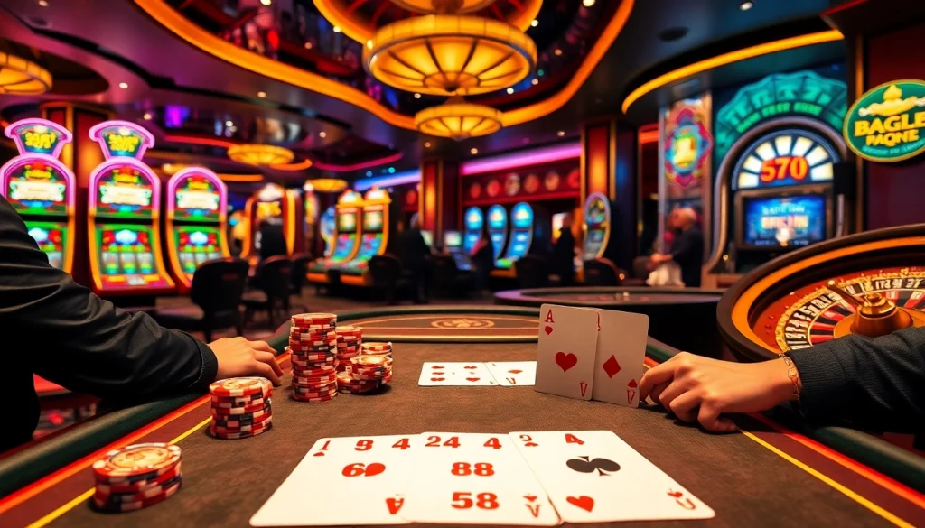 Experience the excitement of winning at a poker table labeled 88aa, showcasing vibrant chips and cards in a luxurious casino setting.