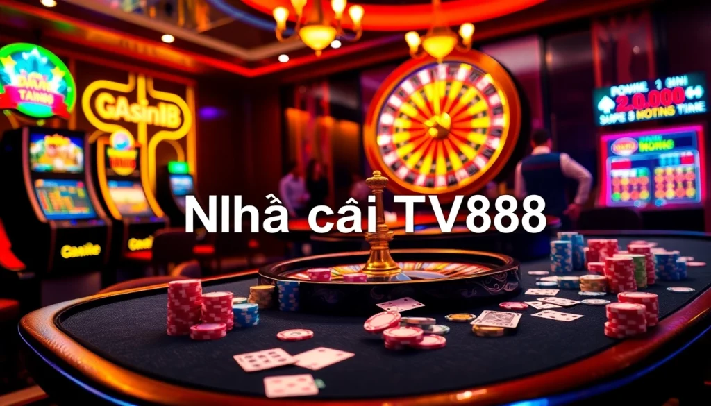 Experience the excitement of Nhà cái TV88 with vibrant casino tables and engaging game action.