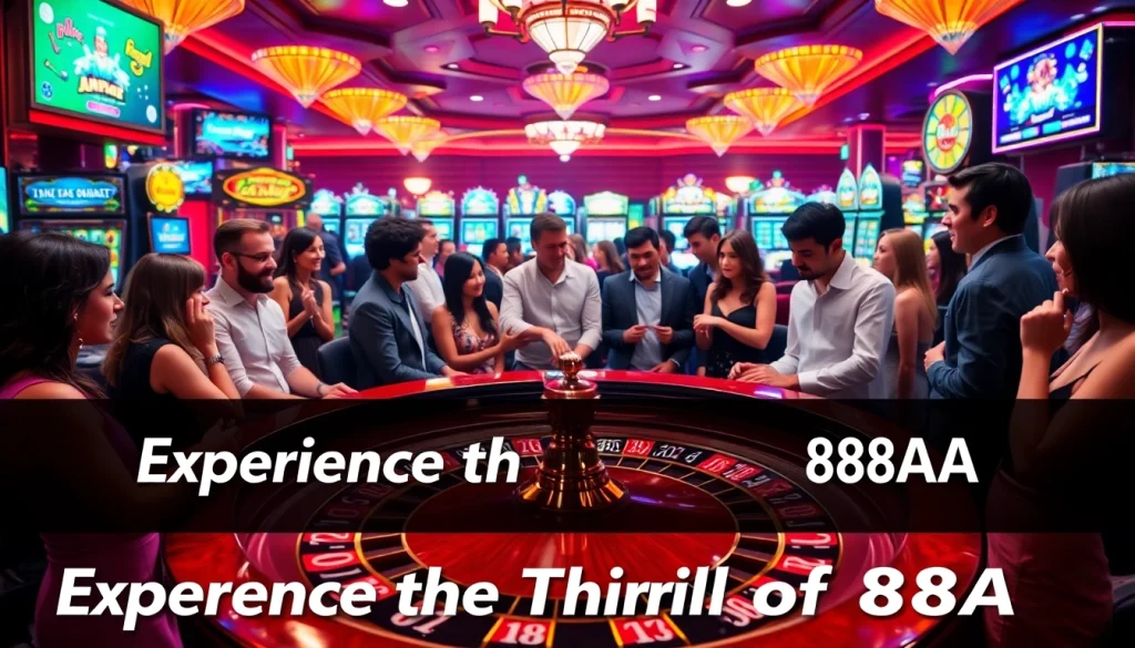 Players enjoying the excitement of gambling at an 88AA casino table, filled with poker chips.