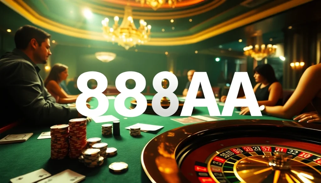 88AA strategy visualized at a lively poker table with chips and cards.